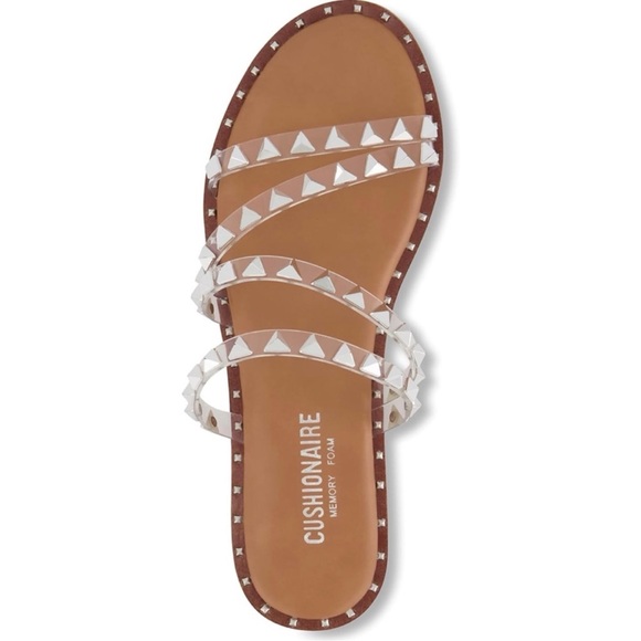 New Cushionaire Toni Sandals Memory Foam Clear Strap Studded Sandals - Picture 2 of 3